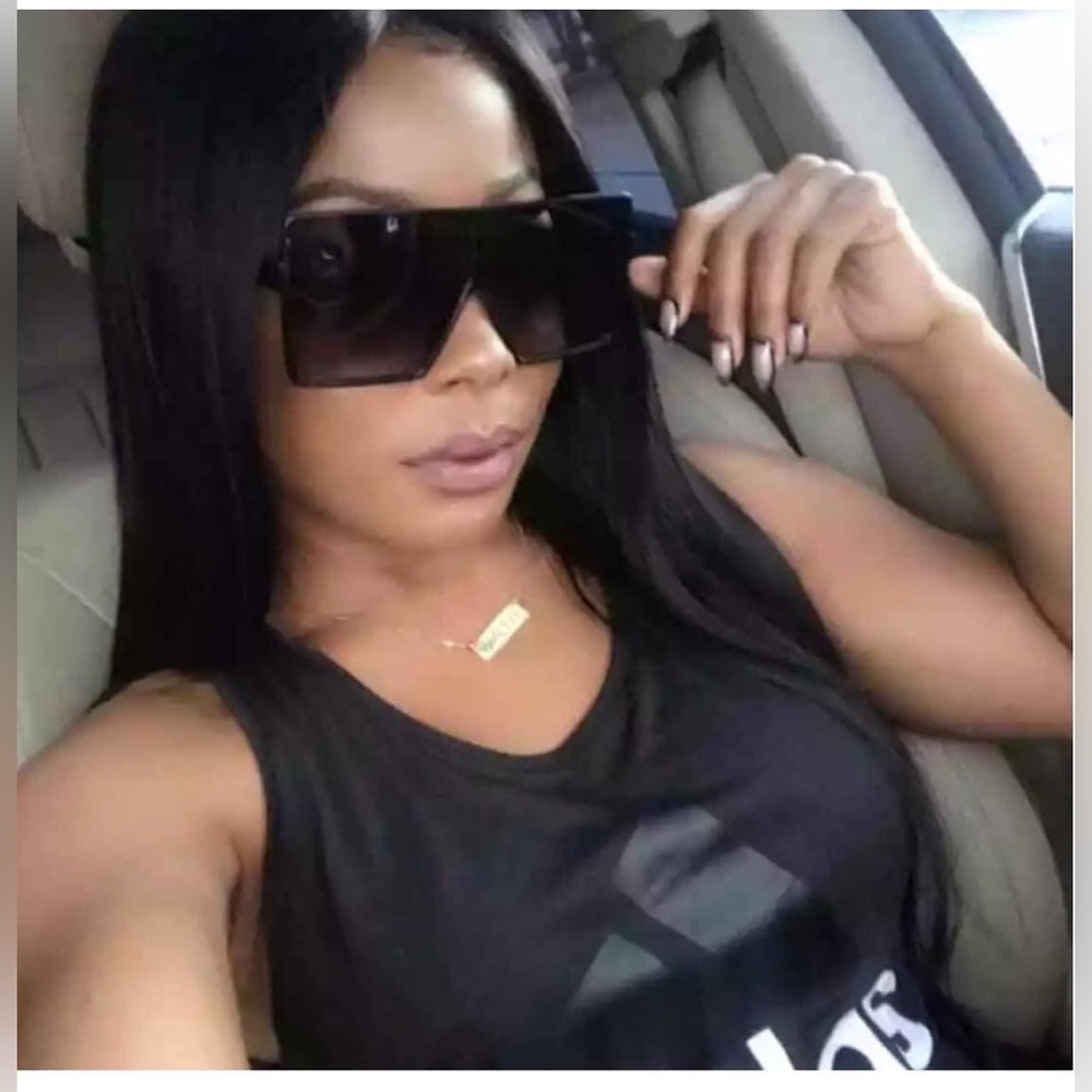 New Square Oversized Sunglasses Black Women - Picture 5 of 8